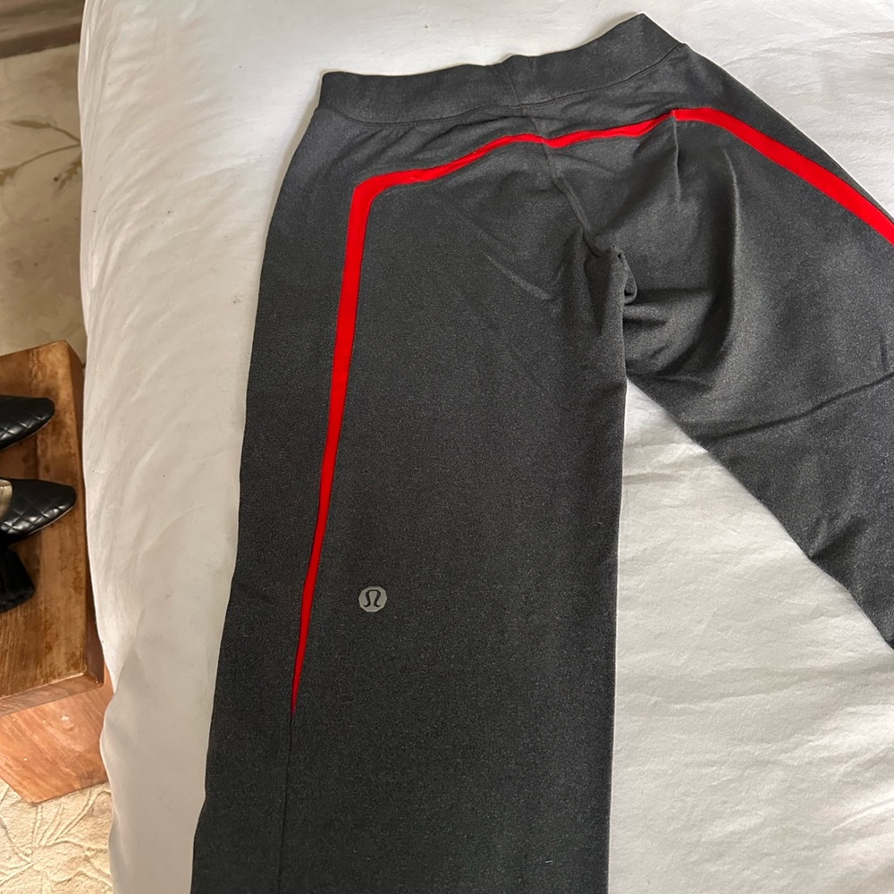 lululemon athletica Men's Charcoal Joggers with Red Stripes